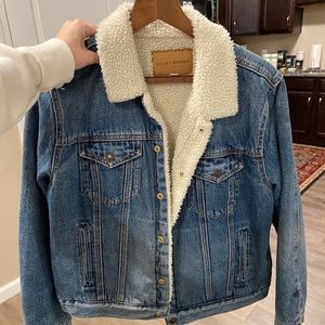 Lucky brand xl Sherpa Jean Jacket lined cozy denim
